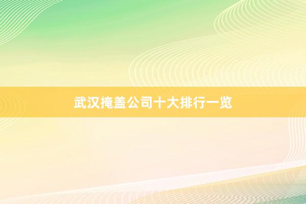 武汉掩盖公司十大排行一览