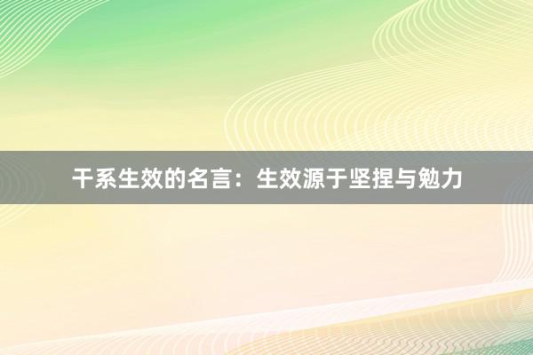 干系生效的名言：生效源于坚捏与勉力